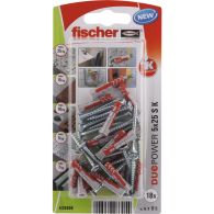 18 chevilles DuoPower 5x25mm avec 18 vis TF POZI 3,5x30mm - Fischer