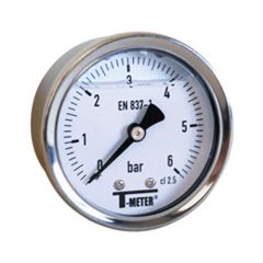 Manomètre boitier inox à bain de glycérine AXIAL Mâle 1/4" (8/13) - Ø50 - Pression 0 / 2.5 bar - Sferaco