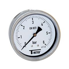 Manomètre boitier inox à bain de glycérine AXIAL Mâle 1/2" (15/21) - Ø100 - Pression 0 / 10 bar - Sferaco