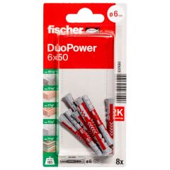 Blister de 8 chevilles universelles Duopower Ø6 x 50 mm - Fischer