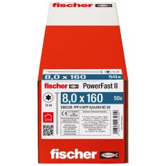 50 vis de charpentier à tête ronde large FPF II WTP Ø8 x 160 mm - Filetage partiel - Fischer