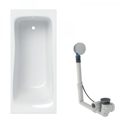 Baignoire acrylique sanitaire rectangulaire Geberit RENOVA 170x75cm avec pieds + Vidage avec actionnement rotatif, d52 - Geberit