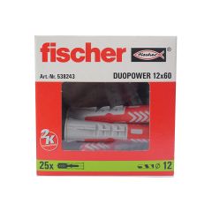 25 chevilles bi-matière DUOPOWER Ø12 x 60 mm sans vis - Fischer