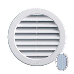 Grille ventilation ronde PVC blanc + moustiquaire - A encastrer