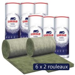 6 paquets de 2 rouleaux laine de verre URSA Façade 32 R - Ep. 202mm - 18,72m² - R 6.30