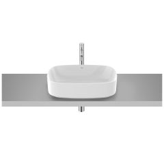 Vasque à poser ovale "Ona" sur plan ou sur meuble sans trop-plein en fineceramic 500 x 370 mm blanc brillant - Roca