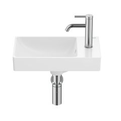 Lave-mains compact en fineceramic "Ona" avec jeu de fixations 450 x 260 mm - blanc brillant - Roca