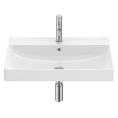 Lavabo mural fineceramic "Ona" avec jeu de fixations 650 x 460 mm - blanc brillant - Roca