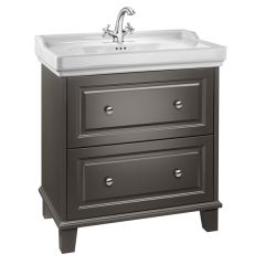 Meuble Unik "Carmen" 800 - 2 tiroirs + lavabo 1 trou - gris sombre mat - Roca