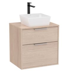 Meuble "OPTICA" 600 - 2 tiroirs pour vasque à poser (non incluse) - Frêne Clair - Roca