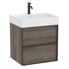 Pack meuble unik "INSPIRA" 600 - 2 tiroirs + lavabo plan en fineceramic - Magnolia - Roca