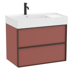 Pack meuble unik "INSPIRA" 800 - 2 tiroirs + lavabo plan en fineceramic - Terracotta Mat - Roca