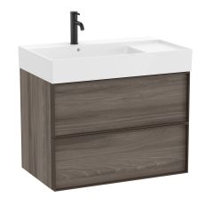 Pack meuble unik "INSPIRA" 800 - 2 tiroirs + lavabo plan en fineceramic - Magnolia - Roca