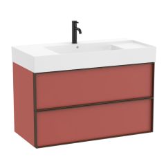 Pack meuble unik "INSPIRA" 1000 - 2 tiroirs + lavabo plan en fineceramic - Terracotta Mat - Roca