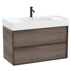 Pack meuble unik "INSPIRA" 1000 - 2 tiroirs + lavabo plan en fineceramic - Magnolia - Roca