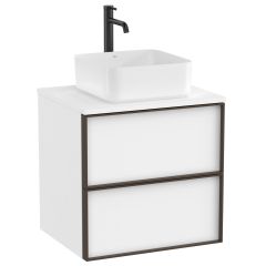 Meuble "INSPIRA" 600 - 2 tiroirs pour vasque à poser (non incluse) - Blanc Mat - Roca