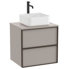 Meuble "INSPIRA" 600 - 2 tiroirs pour vasque à poser (non incluse) - Gris Mat - Roca