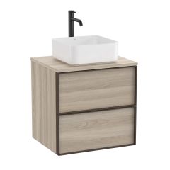 Meuble "INSPIRA" 600 - 2 tiroirs pour vasque à poser (non incluse) - Pin Blanc - Roca