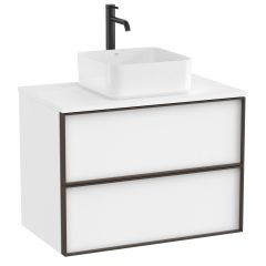Meuble "INSPIRA" 800 - 2 tiroirs pour vasque à poser (non incluse) - Blanc Mat - Roca