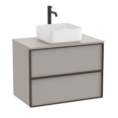 Meuble "INSPIRA" 800 - 2 tiroirs pour vasque à poser (non incluse) - Gris Mat - Roca