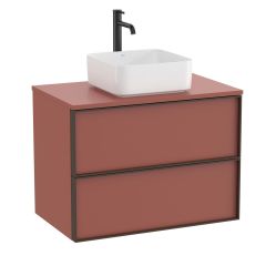 Meuble "INSPIRA" 800 - 2 tiroirs pour vasque à poser (non incluse) - Terracotta Mat - Roca