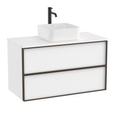Meuble "INSPIRA" 1000 - 2 tiroirs pour vasque à poser (non incluse) - Blanc Mat - Roca