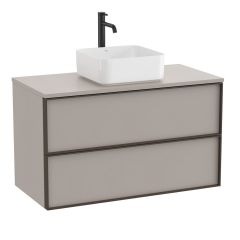 Meuble "INSPIRA" 1000 - 2 tiroirs pour vasque à poser (non incluse) - Gris Mat - Roca