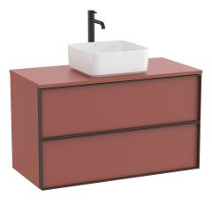 Meuble "INSPIRA" 1000 - 2 tiroirs pour vasque à poser (non incluse) - Terracotta Mat - Roca