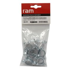 Sachet de 10 colliers simple métallique pour tube Ø22 - Ram