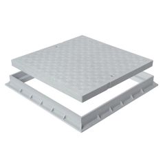Tampon de sol PVC renforcé 284 x 284 mm avec cadre anti-choc 300 x 300 mm - 71,00 KN - Gris - Série 2000 - First Plast