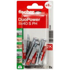 8 Chevilles tous matériaux fischer DUOPOWER Ø8x40 S PH - Fischer