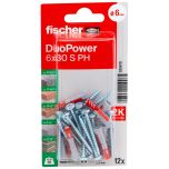 12 Chevilles tous matériaux fischer DUOPOWER Ø6x30 S PH - Fischer