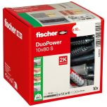 Boîte de 10 chevilles universelle Duopower Ø10x80 + tirefonds Ø7x107 mm - Fischer